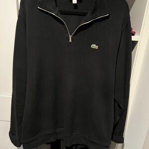 Lacoste Men's Black Zip-Up Sweater with Logo